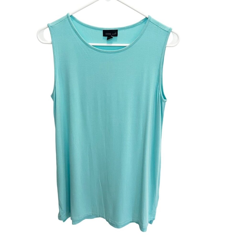 NEW J. Jill Wearever Collection Jersey‎ Knit Tank Top Blue Soft Minimalist SMALL